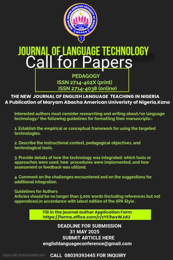 Call for Papers: Journal of Language Technology (Pedagogy) - Maryam ...