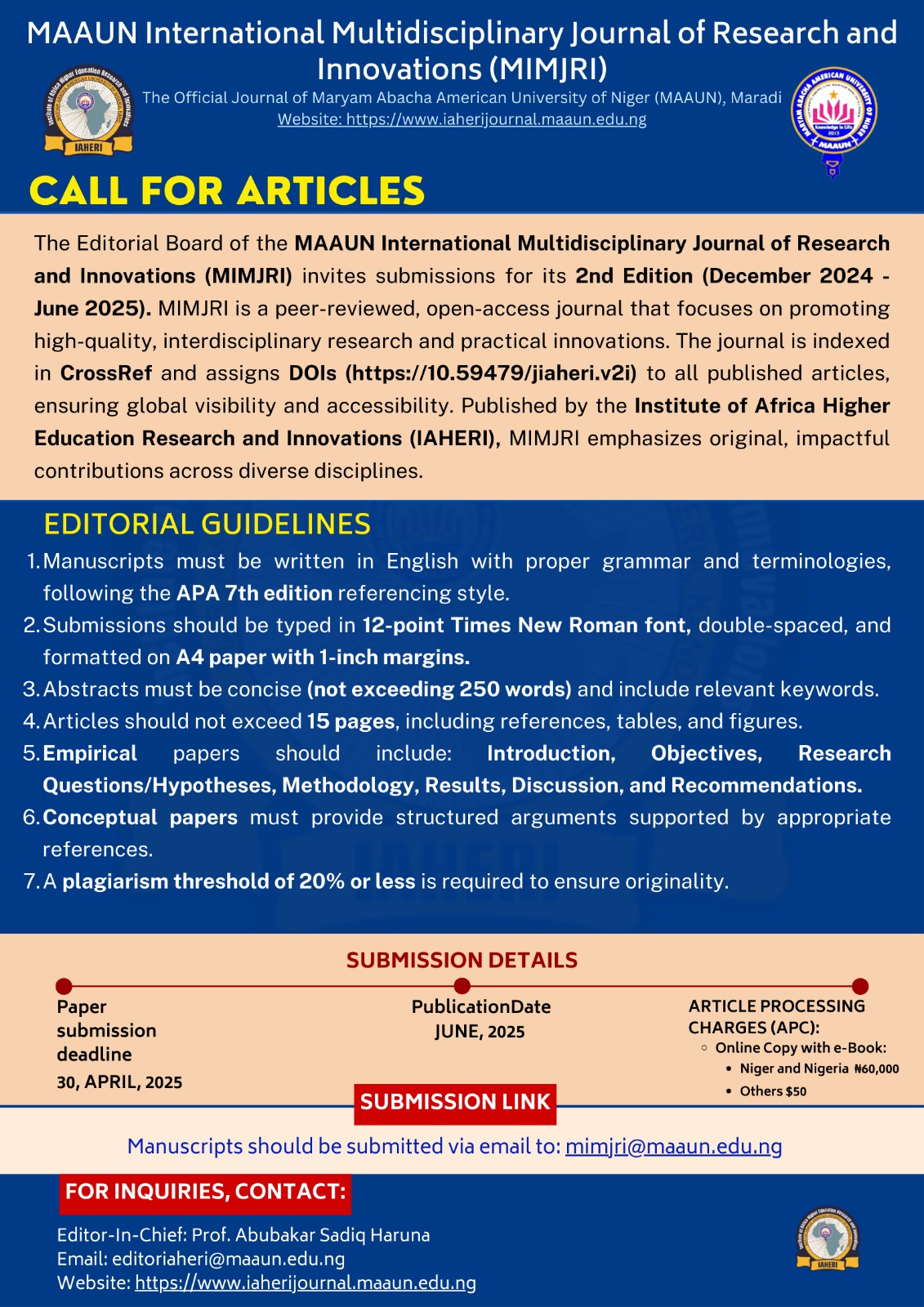 Call for Papers – MAAUN International Multidisciplinary Journal of ...