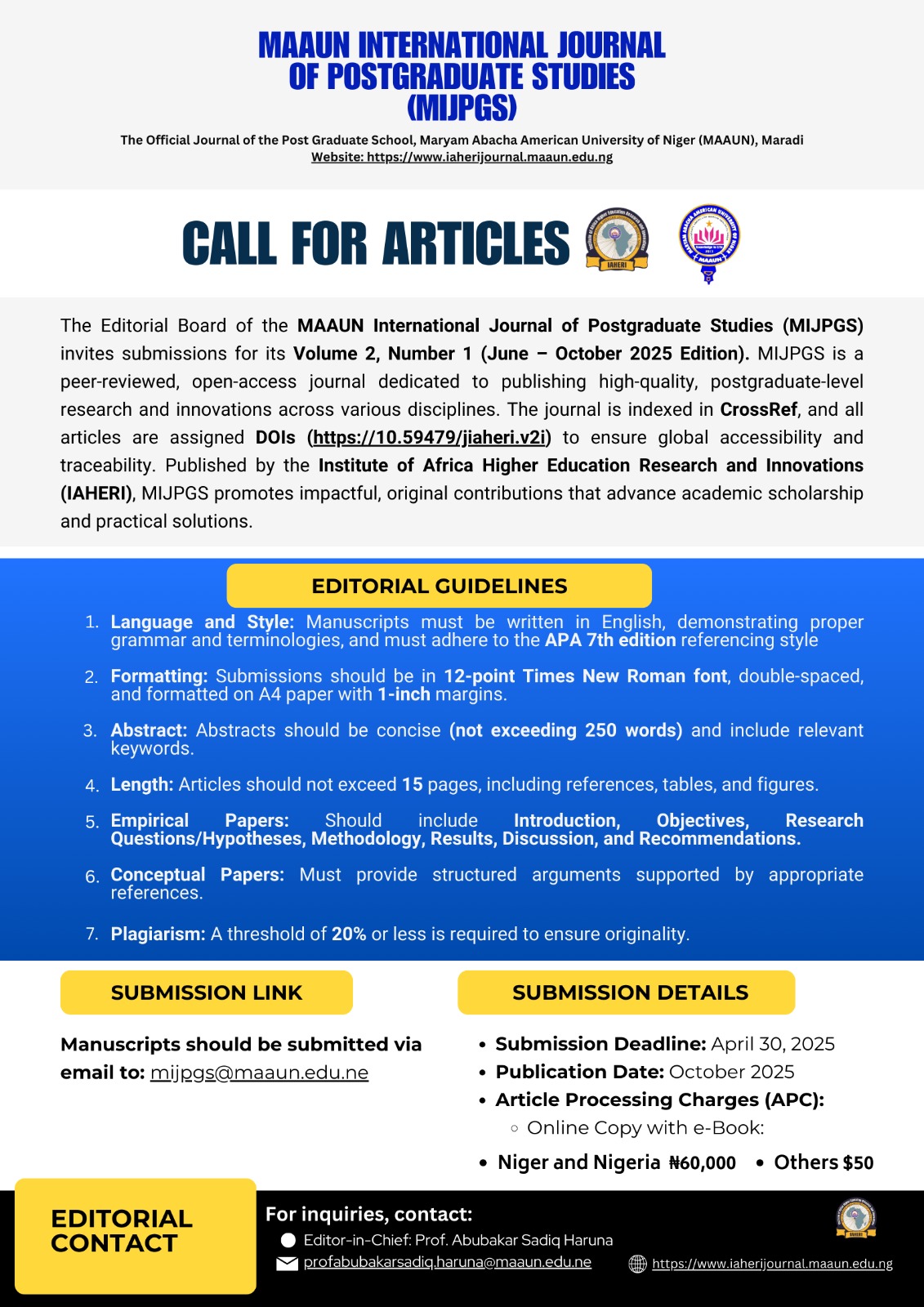 Call for Papers – MAAUN International Journal of Postgraduate Studies ...